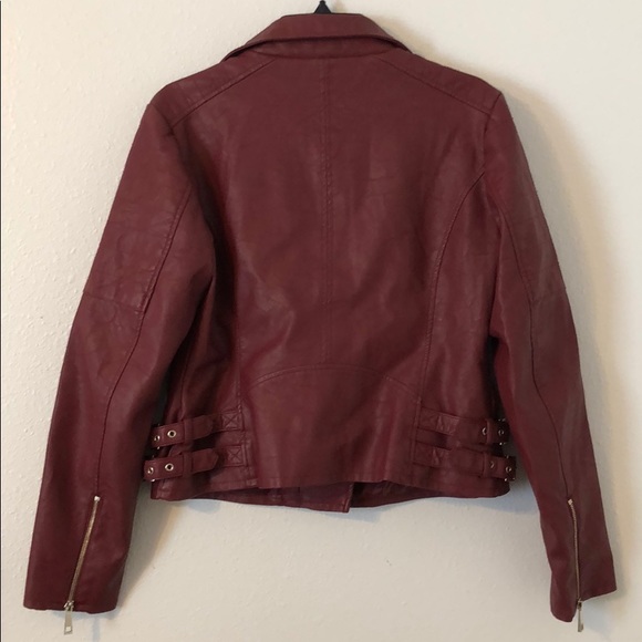 a.n.a Wine Faux Leather Moto Jacket NWOT - Picture 4 of 8